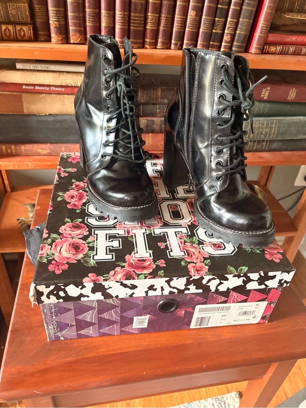 Jeffrey Campbell Legion Black Lace-Up Chunky Heel Ankle Boots